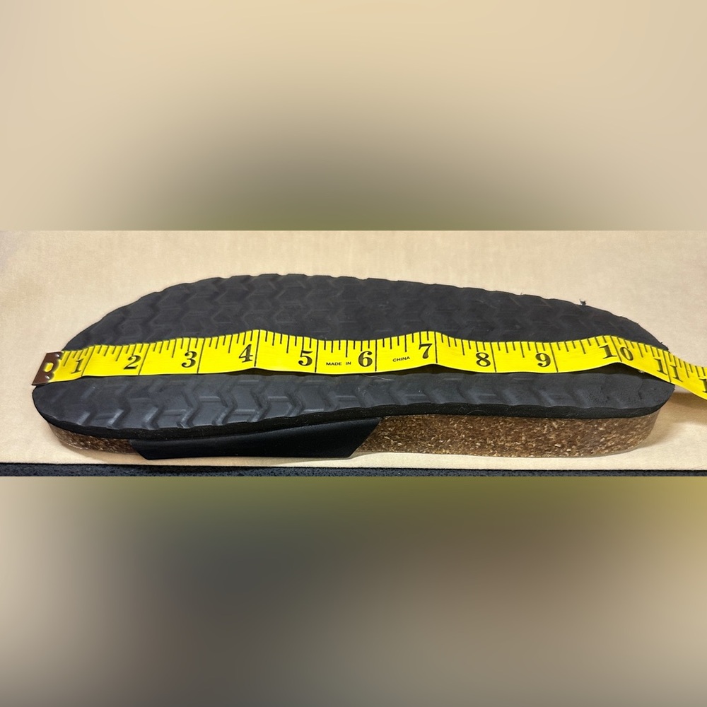SO Brand Slip On Cork Bed Sandals Black Faux Suede Adj Buckle Women’s Size Large - Picture 12 of 13